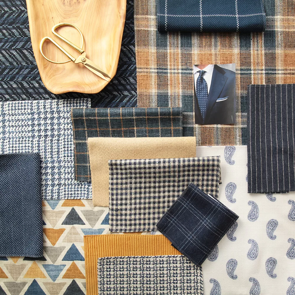 Pindler Menswear collection in blues and golds